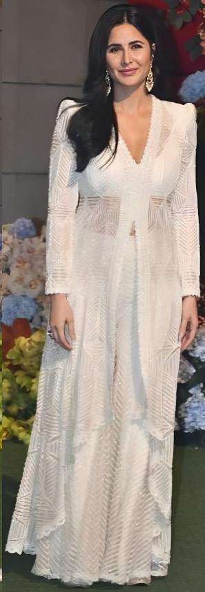 Radiating elegance, Katrina chose a captivating Ritika Mirchandani outfit for Radhika Merchant-Anant Ambani's engagement. 
